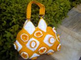 Bolsa croche laranja com branco