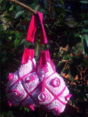 Bolsa croche de rosas rosa